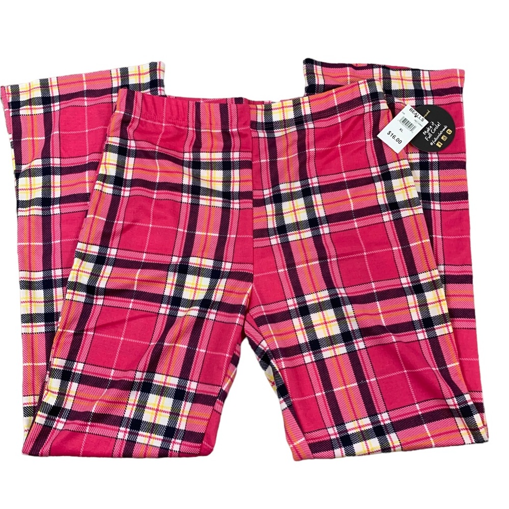 Jolie & Joy Plaid Lounge Pants NWT Size XL Pink Black White Polyester…